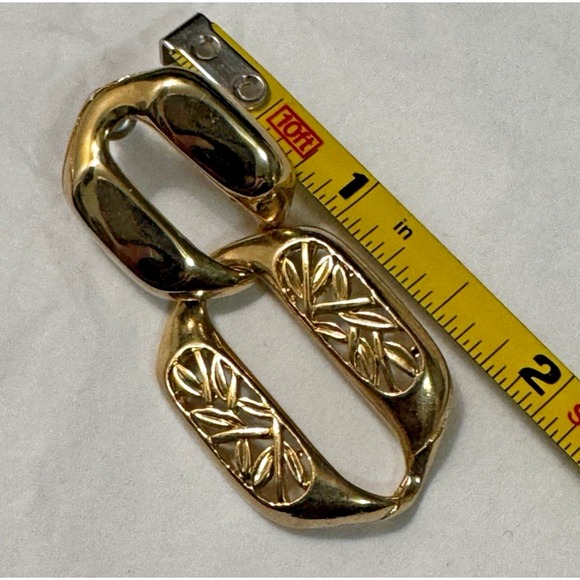 Vtg Pierced Gold Tone Dangle Earrings Boho Chic Geometric Old Money Quiet Luxury - Picture 2 of 5